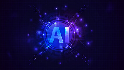 Artificial Intelligence computer database concept. Tech Futuristic Template. Database concept