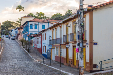 Fototapeta na wymiar Partial view Colonial houses in the historic center