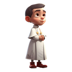 3D Render of a young priest with a white shirt and tie - obrazy, fototapety, plakaty
