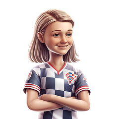 3D illustration of a female soccer fan. isolated on white background