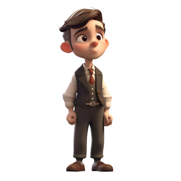 3d illustration of a cartoon man with a mustache and bow tie