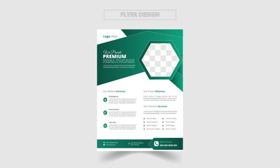 creative and modern medical and healthcare cover a4 template design and flat icons for a report and medical brochure design, flyer, leaflets decoration for printing and presentation vector. 