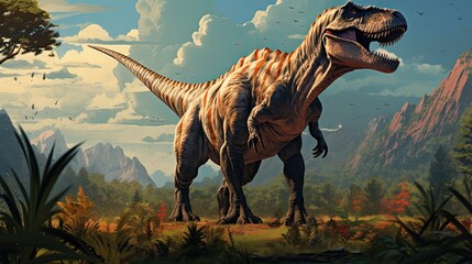 Fototapeta na wymiar Tyrannosaurus dinosaur 3d render. AI generated art illustration. 