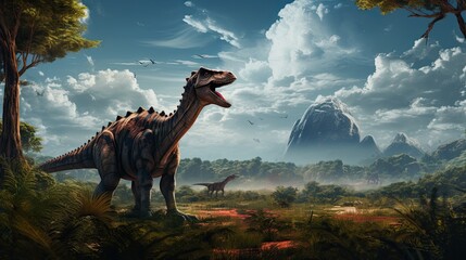 Obraz na płótnie Canvas Tyrannosaurus dinosaur 3d render. AI generated art illustration. 