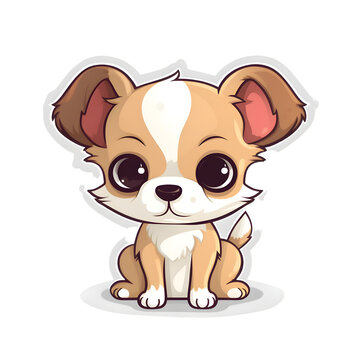 Cute little chihuahua puppy on white background. Vector illustration.