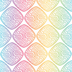 Colorful Rainbow Swirl Doodle Abstract Geometric Seamless Vector Repeat Pattern