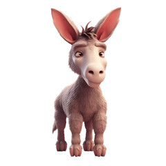 Obraz na płótnie Canvas 3d rendering of a cute cartoon donkey standing on a light background