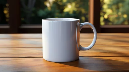 Gordijnen A plain white ceramic mug mock up. Generative AI.  © Elle Arden 