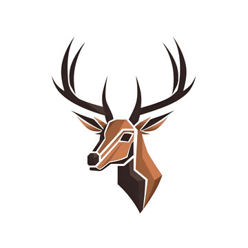 Deer head isolated on white background. Vector illustration in flat style.