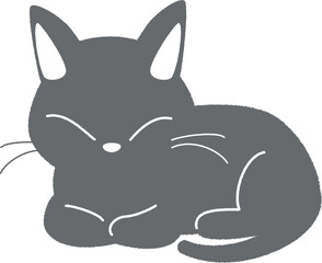 香箱座りする黒猫のベクターイラスト