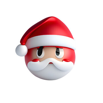 santa claus face 3d render on white background no shadow