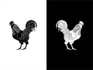 silhouette illustration of a black rooster in high contrast card