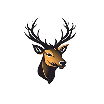 Deer head with antlers. Vector illustration on white background.