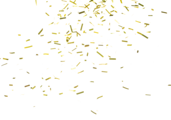 Golden Confetti Foil fall splashing in air. Gold Confetti Foil explosion flying, abstract cloud fly. Many Party glitter scatter in many group. White background isolated