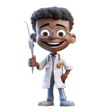 Cartoon character of a doctor with stethoscope and syringe