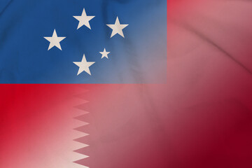 Samoa and Qatar state flag transborder contract QAT WSM