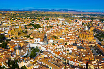 Fototapeta premium View from drone of spanish city Guadix with Cathedral of the Incarnation