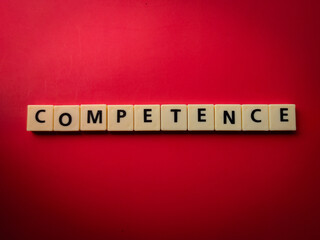 Top view toys letters with the word COMPETENCE