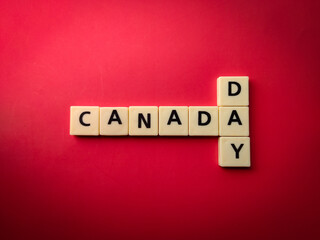 Top view toys letters with the word CANADA DAY