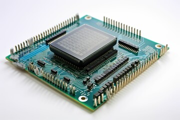 black semiconductor chips and Rectangular chips on green board,illstration generative ai content by Midjourney	
