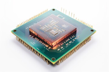 black semiconductor chips and Rectangular chips on green board,illstration generative ai content by Midjourney	
