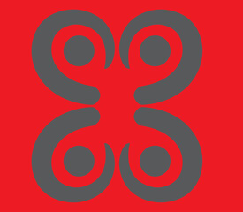 Fototapeta premium black abstract logo icon four geometric elements circles and stripe design for your company with red background 