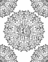 Obraz premium Appreciation Coloring Pages, Mandala Coloring Pages for Mindfulness and Relaxation for Kids and Adults