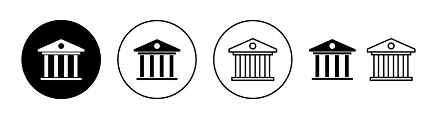 Bank icon set for web and mobile app. Bank sign and symbol, museum, university