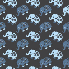 Cute baby elephant seamless pattern