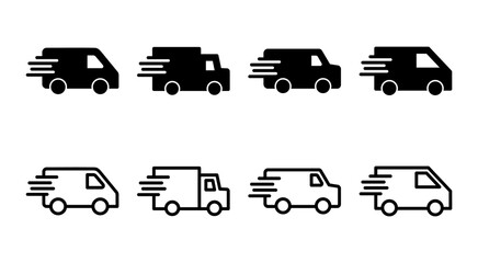 Delivery truck icon set illustration. Delivery truck sign and symbol. Shipping fast delivery icon