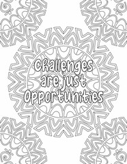 Printable Motivational Quote Coloring Pages, Mandala Coloring Pages for Mindfulness and Stress-free for Kids and Adults