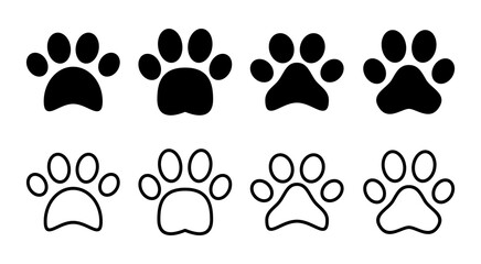 Paw icon set illustration. paw print sign and symbol. dog or cat paw