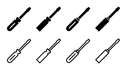 Screwdriver icon set illustration. tools sign and symbol