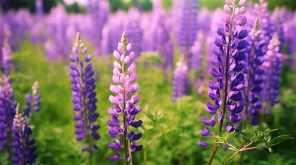 Obraz premium wild Lupins in Arrow town, New Zealand beautiful spring purple flowers