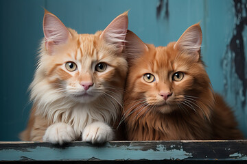 Illustration of two cats sitting together created with Generative AI technology