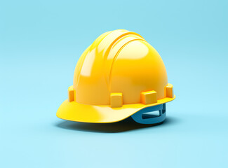 Construction job safety helmet on a blue background. 