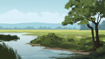  Vector rural countryside landscape with river © Johnster Designs