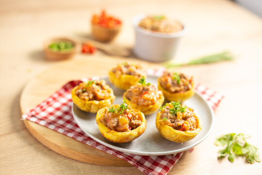canastas de pl&aacute;tano rellenas , patacones rellenos