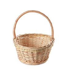 Fototapeta premium Empty Easter wicker basket isolated on white