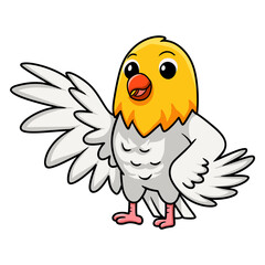 Cute opaline pale fallow lovebird cartoon waving hand