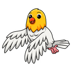 Cute opaline pale fallow lovebird cartoon flying