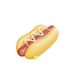 Hot Dog With Mustard and Ketchup 3D Icon