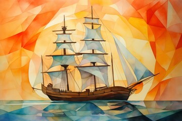 帆船,Generative AI AI画像