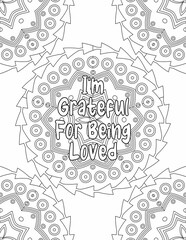 Affirmation Coloring Pages, Mandala Coloring sheet for Self-acceptance for Kids and Adults