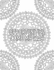 Printable Affirmation Coloring Pages, Mandala Coloring Pages for Self-acceptance for Kids and Adults