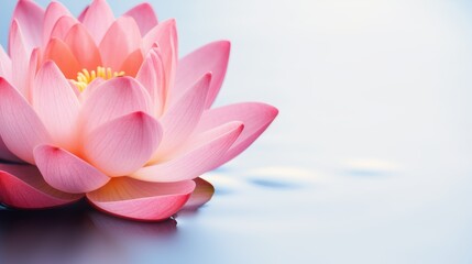 Close up pink lotus flower plant with green leaves, with text space can use for advertising, ads, branding