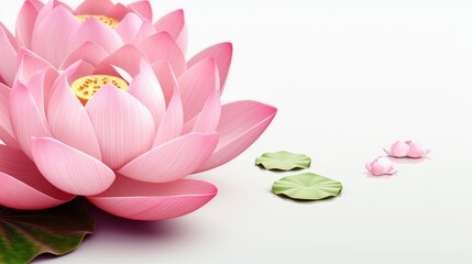 Close up pink lotus flower plant with green leaves, with text space can use for advertising, ads, branding