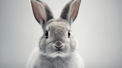 Obraz premium Portrait of a cute rabbit isolated on white background with text space can use for advertising, ads, branding