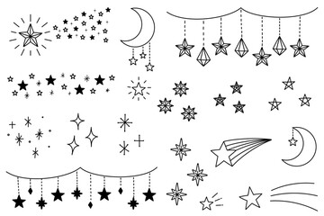 キラキラ星と月　線画