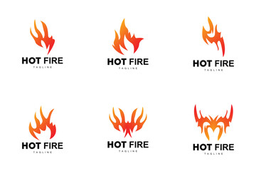 Fire Logo, Burning Hot Flame Vector, Simple Design Template Illustration